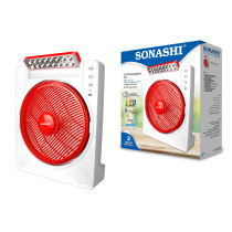 Sonashi 12" Rechargeable Fan Red-White, 2 Years Warranty (SRF-612N)