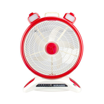 Sonashi 14" Rechargeable Fan Red-White, 2 Years Warranty (SRF-614)