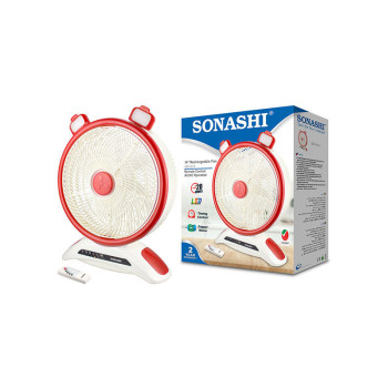 Sonashi 14" Rechargeable Fan Red-White, 2 Years Warranty (SRF-614)