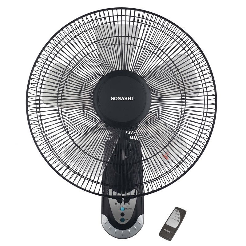 Sonashi 16 Wall Fan With Remote Control Black, 2 Years Warranty (SF-8007-WR)