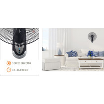 Sonashi 16 Wall Fan With Remote Control Black, 2 Years Warranty (SF-8007-WR)
