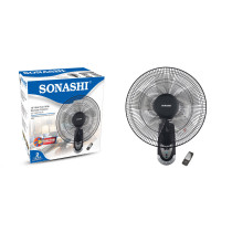 Sonashi 16 Wall Fan With Remote Control Black, 2 Years Warranty (SF-8007-WR)