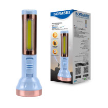 Sonashi Rechargeable Led Torch With Micro Usb & Mobile Charge Function Blue (SPLT-121U)