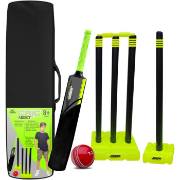 Jaspo Dominator Wooden Cricket T20 Bat Cricket Ball Wicket Set Bag Comfortable Rubber Grip Light Weight And Strong