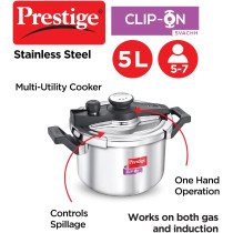 Prestige Clip On Svachh S/S 5L Cooker Extra Glass Lid, Silver, Mpc20230, Clip-On, 5-Liter (MPC20230)