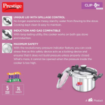 Prestige Clip On Svachh S/S 5L Cooker Extra Glass Lid, Silver, Mpc20230, Clip-On, 5-Liter (MPC20230)