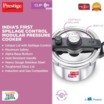 Prestige Clip On Svachh S/S 5L Cooker Extra Glass Lid, Silver, Mpc20230, Clip-On, 5-Liter (MPC20230)