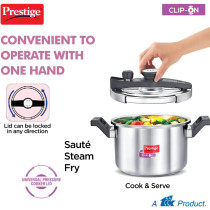 Prestige Clip On Svachh S/S 5L Cooker Extra Glass Lid, Silver, Mpc20230, Clip-On, 5-Liter (MPC20230)