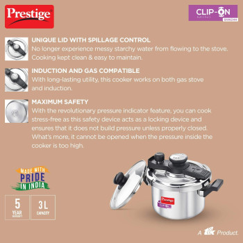 Prestige Clip on Svachh S/S 3L Cooker - MPC20231 (MPC20231)