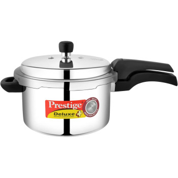 Prestige Deluxe Plus Aluminum Pressure Cooker, 5 Liter (MPD10702)