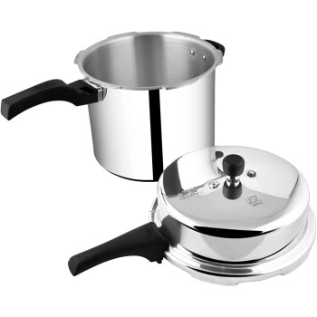 Prestige Deluxe Plus 12 L New Flat Base Aluminum Pressure Cooker For Gas And Induction Stove, Medium, Silver (MPD10705)