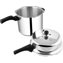 Prestige Deluxe Plus 12 L New Flat Base Aluminum Pressure Cooker For Gas And Induction Stove, Medium, Silver (MPD10705)
