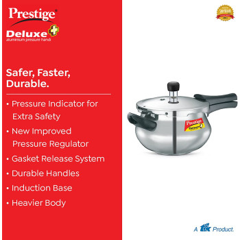 Prestige Deluxe Plus Aluminium Mini Handi Polished Pressure Cooker, 3 Ltr (MPD10793)
