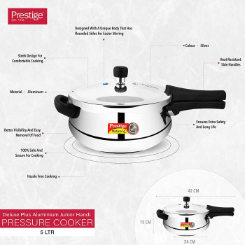 Prestige 5 Ltr Junior Handi Pressure Cooker MPD10794, silver (MPD10794)