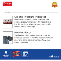 Prestige Deluxe Plus Aluminium Hard Anodised Pressure Handi, 3 Ltr (MPD20142)