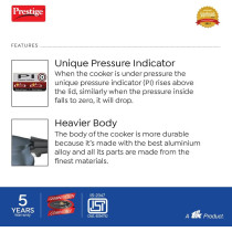 Prestige Deluxe Plus Hard Anodised Junior Handi Pressure Cooker, 5 Ltr (MPD20143)