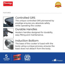 Prestige Deluxe Plus Hard Anodised Junior Handi Pressure Cooker, 5 Ltr (MPD20143)