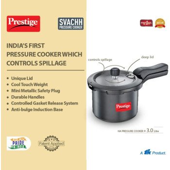Prestige Svachh 3 Litre Pressure Cooker with Hard Anodized Body (Black) (MPD20223)