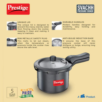 Prestige Svachh 3 Litre Pressure Cooker with Hard Anodized Body (Black) (MPD20223)