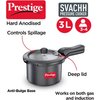 Prestige Svachh 3 Litre Pressure Cooker with Hard Anodized Body (Black) (MPD20223)