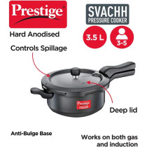 Prestige Svachh Hard Anodised Junior Deep Pan Pessure Cooker, 3.5 Ltr, Grey (MPD20225)