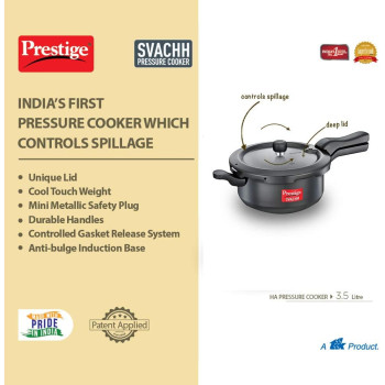 Prestige Svachh Hard Anodised Junior Deep Pan Pessure Cooker, 3.5 Ltr, Grey (MPD20225)