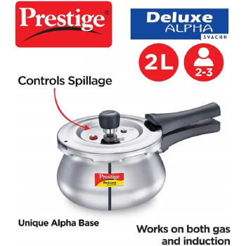 Prestige S/S Dlx Alpha Svachh Baby Handi 2 Ltr Cooker, Mpd20266, Silver (MPD20266)