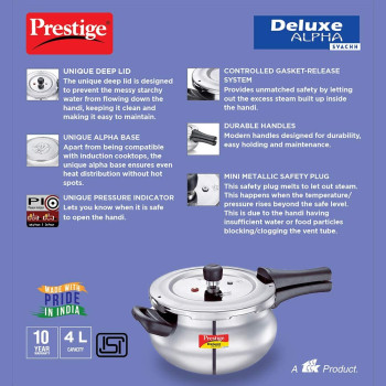 PRESTIGE S/S 4 LTR SVACHH DLX ALPHA HANDI COOKER (MPD20268)