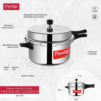 Prestige 2724294146876 2 Pieces Pressure Cooker Set, Silveraluminum (MPP10100)