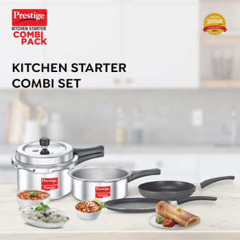 Prestige Kitchen Starter Pack Popular Svachh 3 Ltr + 2 Body Fry Pan 180mm Tawa 250 mm, Silver (MPP10180)