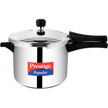 Prestige Popular Stainless Steel Pressure Cooker, 5 Ltr, Silver (MPP20652)