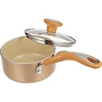 Meyer Non Stick Covered Sause Pan with Cushioned Surface and Lid, 0.9 Ltr, 14 cm, Beige (MY16860)