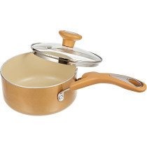 Meyer Non Stick Covered Sause Pan with Cushioned Surface and Lid, 1.4 Ltr, 16 cm, Beige (MY16862)