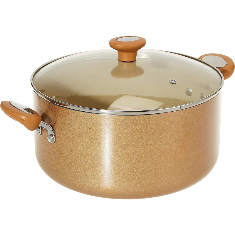 Meyer Non Stick Covered Stockpot with Cushion Surface and Lid, 8 Ltr, 28 cm, Beige (MY16867)