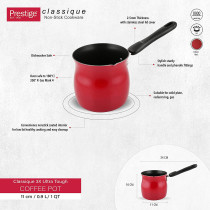 Prestige Classique 3X Ultra Tough Coffee Pot, 0.9 Ltr, 11 cm, Red (PR12760)