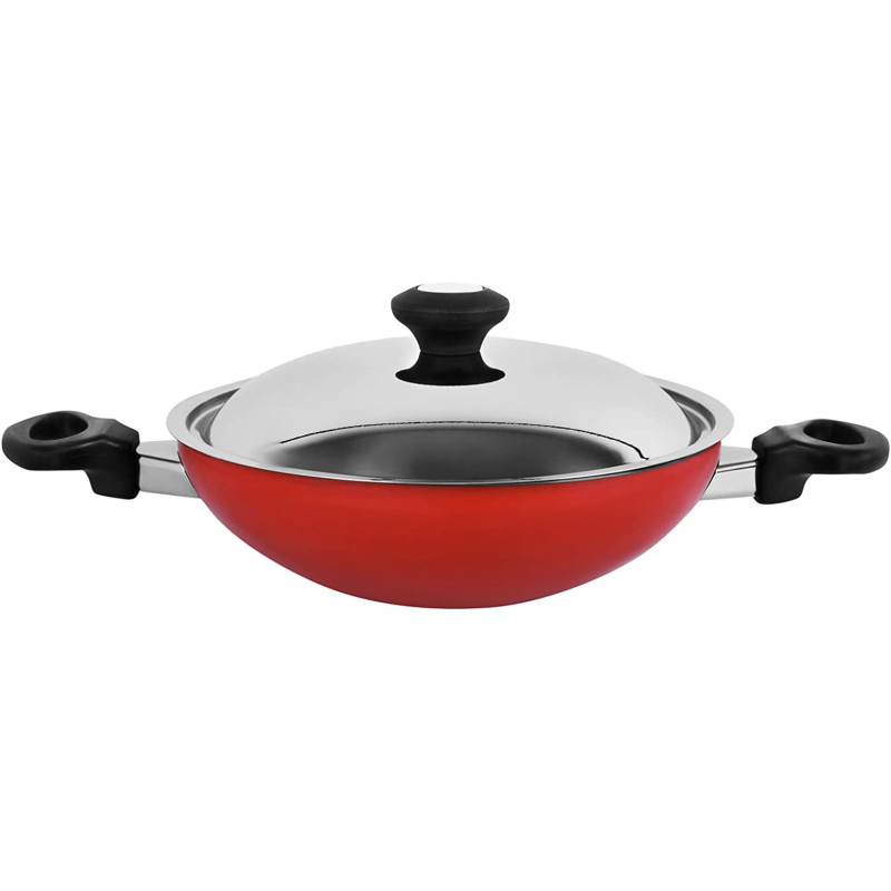 Prestige Kadai Belly Bottom With Lid, Red (PR15853)