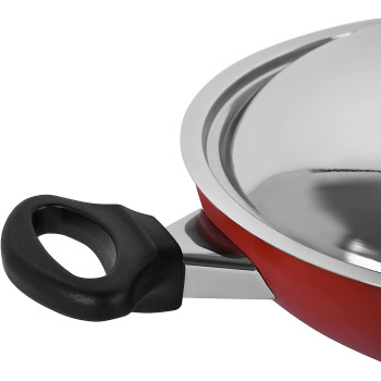Prestige Kadai Belly Bottom With Lid, Red (PR15853)