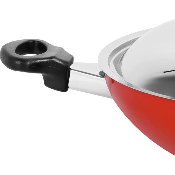 Prestige Flat Bottom Kadai, 28 cm, Red (PR15861)