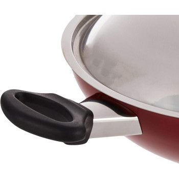 Prestige Flat Bottom Kadai, 28 cm, Red (PR15861)