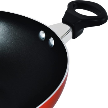 Prestige Flat Bottom Kadai, 28 cm, Red (PR15861)