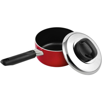 Prestige Classique 3X Ultra Tough Covered NonStick Sauce Pan, 0.9 Ltr, 14 cm, Red (PR15906)