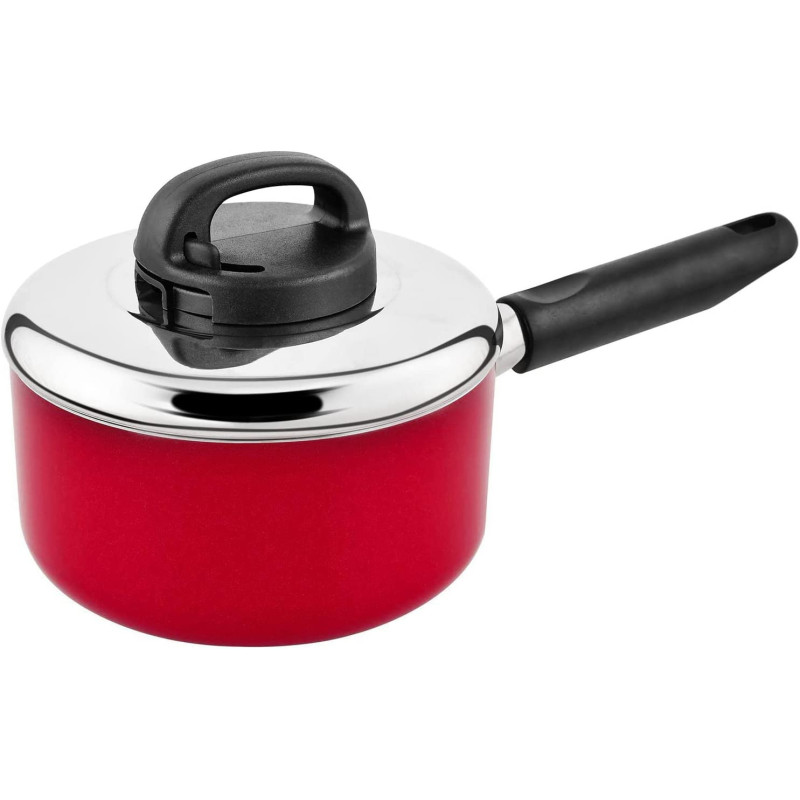 Prestige Classique 3X Ultra Tough Covered NonStick Sauce Pan, 1.4 Ltr, 16 cm, Red (PR15907)