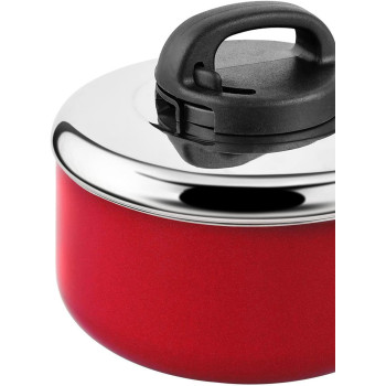 Prestige Classique 3X Ultra Tough Covered NonStick Sauce Pan, 1.9 Ltr, 18 cm, Red (PR15908)