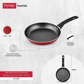 Prestige Aluminum Safecook With Nonstick Frypan 22cm - Red, PR22089