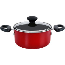 Prestige 12 Piece Non stick Induction Base Cookware Set, Cooking Pan, Saucepan and Casserole Set with Glass Lid, Red (PR20486)