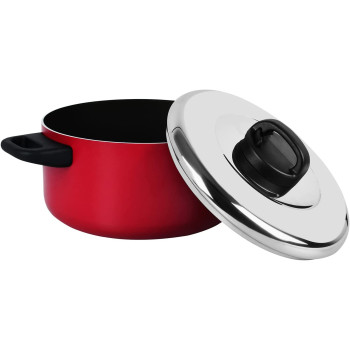 Prestige Classique 3 Pieces Covered Stock Pot with Frypan Set, Red (PR20933)