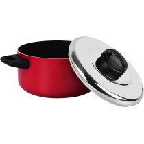 Prestige Classique 3 Pieces Covered Stock Pot with Frypan Set, Red (PR20933)