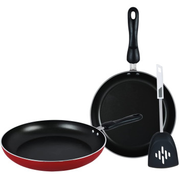 Prestige Classique Frypan with Turner Twin Pack Set, Red (PR20982)