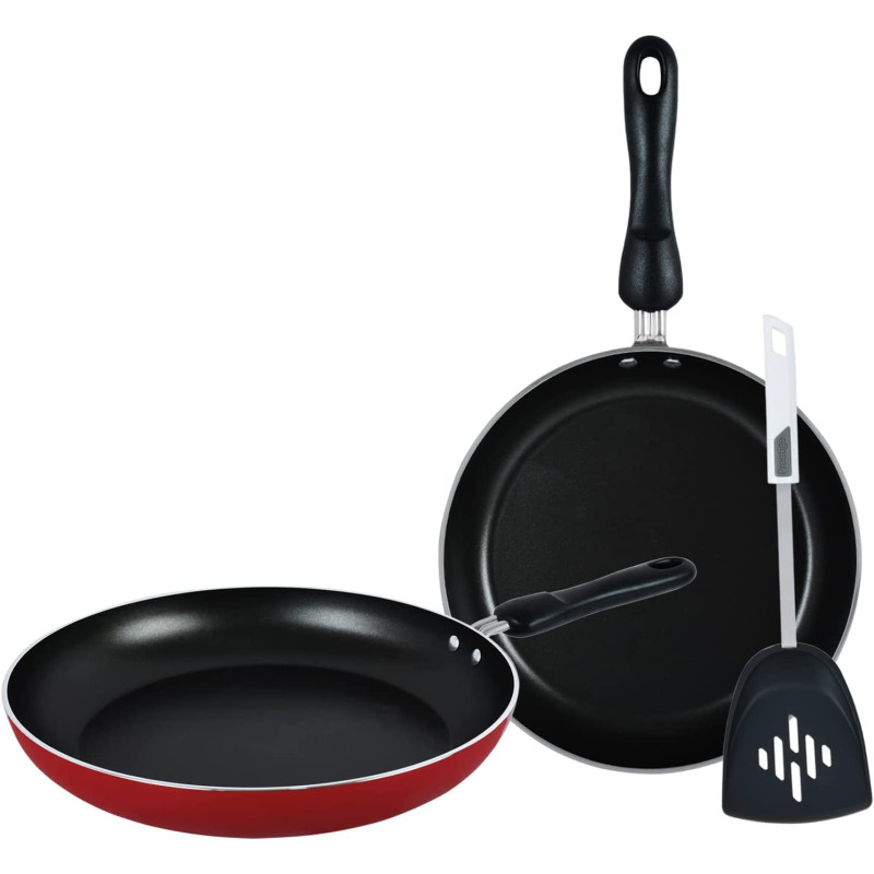 Prestige Classique Frypan with Turner Twin Pack Set, Red (PR20982)