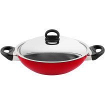Prestige Classique 3X Ultra Tough Covered Wok Kadai, 10.25 Inch, 26 cm, Red (PR21498)